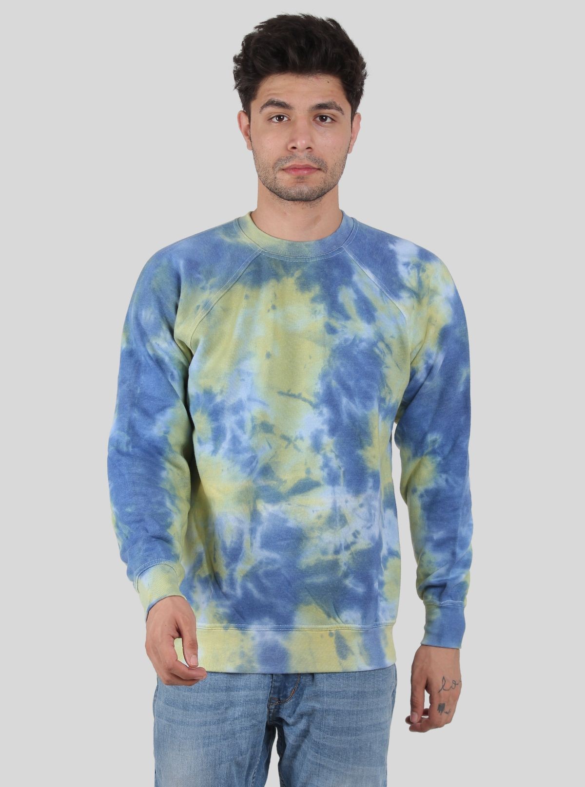 Lime Blue Tie and Dye Sweatshirt