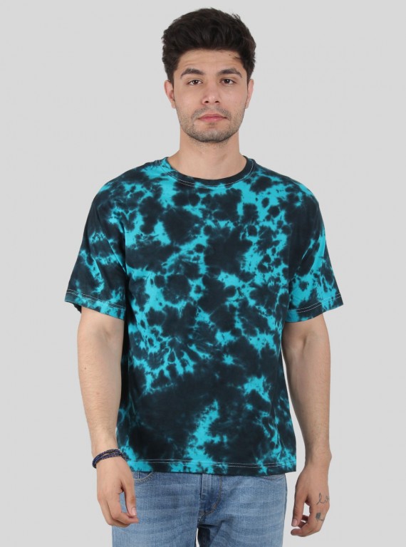 Men’s Turquoise Tie and Dye T-Shirt – Vibrant Casual Statement Tee