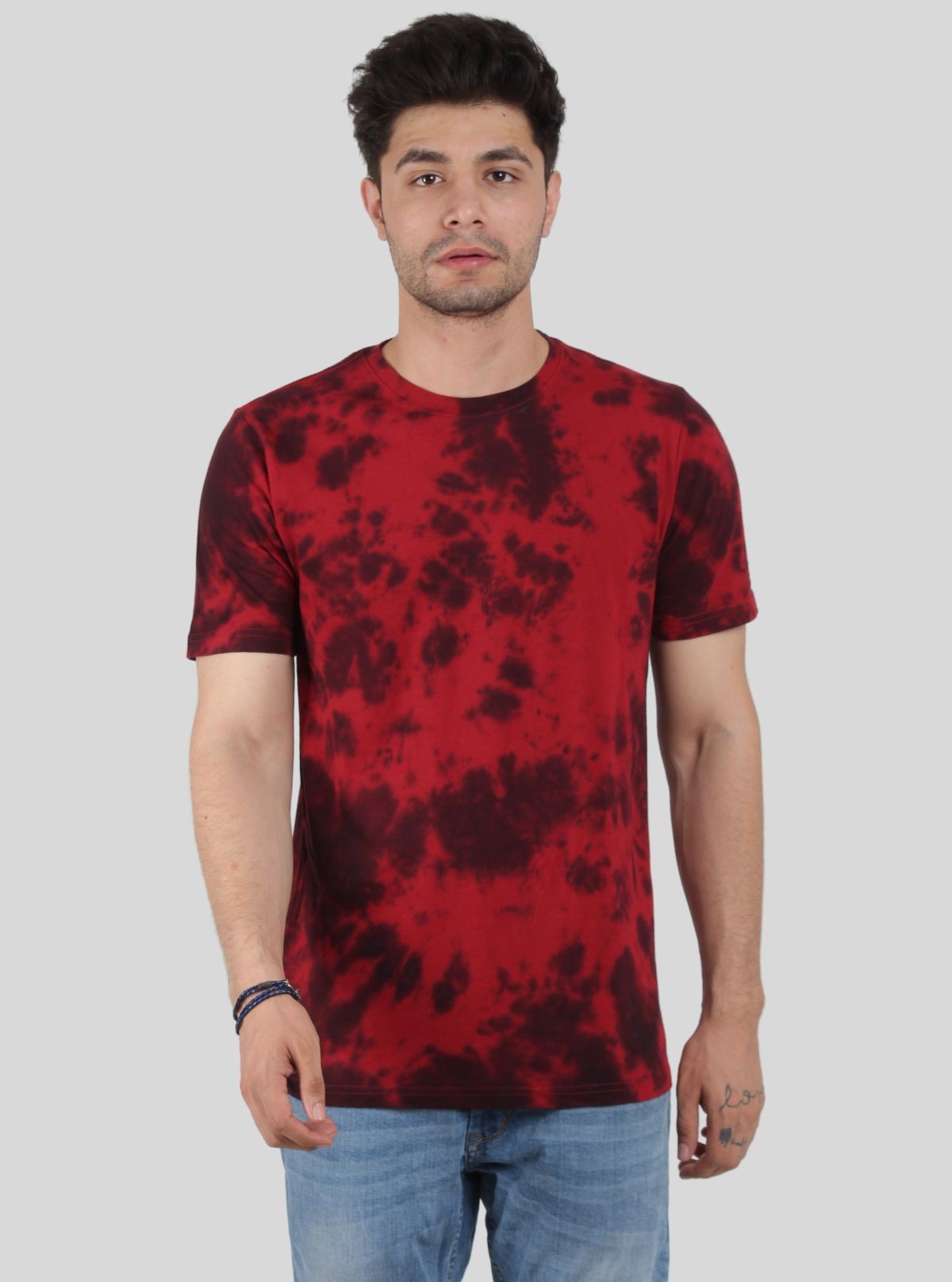 Men’s Red Tie and Dye T-Shirt – Vibrant Street Style Cotton Tee