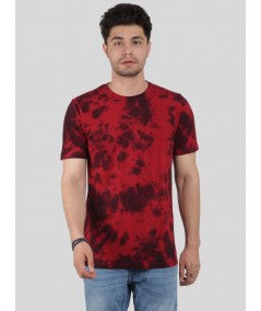 Men’s Red Tie and Dye T-Shirt – Vibrant Street Style Cotton Tee