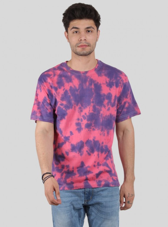 Men’s Pink and Purple Tie and Dye T-Shirt – Bold, Vibrant & Trendy