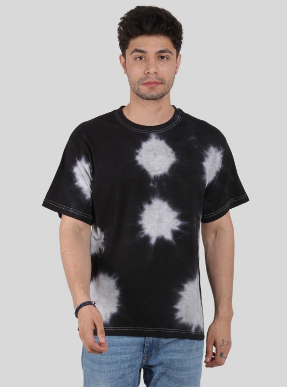 Men’s Black Tie and Dye T-Shirt – Modern Urban Style with Classic Comfort