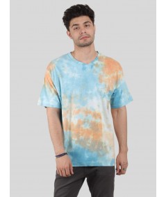 Men’s Blue and Saffron Tie and Dye T-Shirt – Bold, Vibrant Streetwear