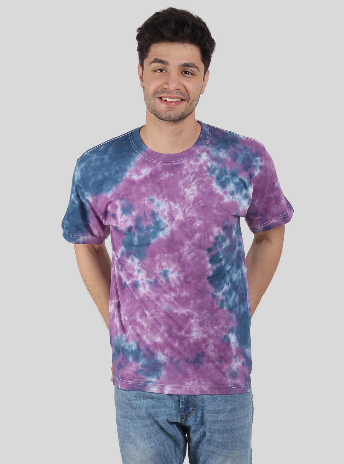 Men’s Navy and Purple Tie and Dye T-Shirt – Bold Urban Streetwear