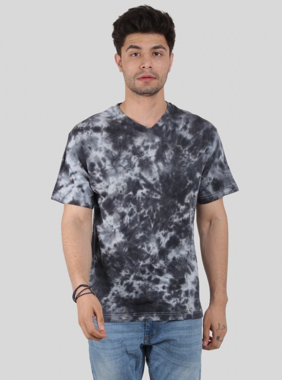 Men’s Black Foncé Tie and Dye T-Shirt – Edgy, Artistic Streetwear Style
