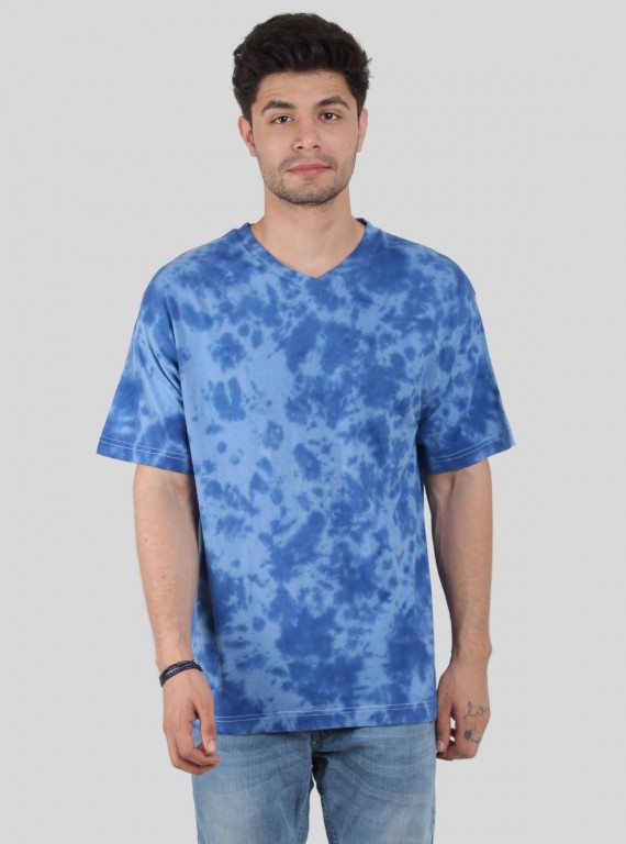 Men’s Sky Blue Tie and Dye T-Shirt – Breezy Summer Style with Unique Swirls