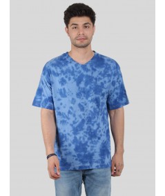 Men’s Sky Blue Tie and Dye T-Shirt – Breezy Summer Style with Unique Swirls
