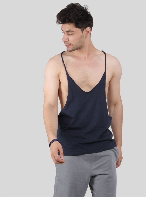 Men’s Navy Racer Back Tank – Comfortable & Sporty | Boer & Fitch