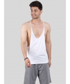 Men’s White Raw Edge Racer Back – Bold & Comfortable | Boer & Fitch