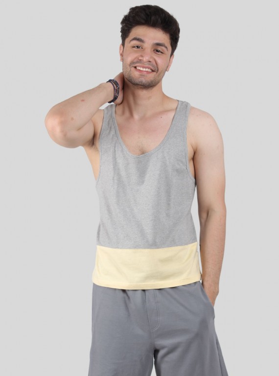 Men’s Yellow Casual Drop-Cut Sleeveless Vest – Bold, Lightweight Streetwear