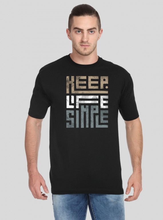 Men’s Solid Black Printed T-Shirt – Timeless Style with Graphic Edge