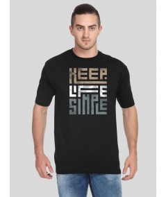 Men’s Solid Black Printed T-Shirt – Timeless Style with Graphic Edge