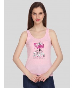 Pink Printed Sleeveless Stretch Top