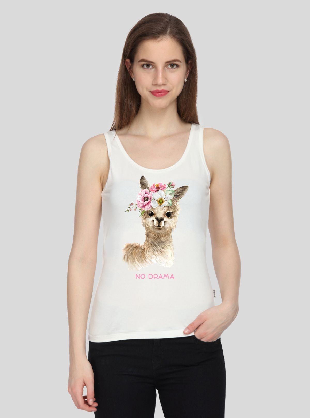Creamy Sleeveless Printed Top