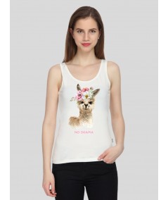 Creamy Sleeveless Printed Top