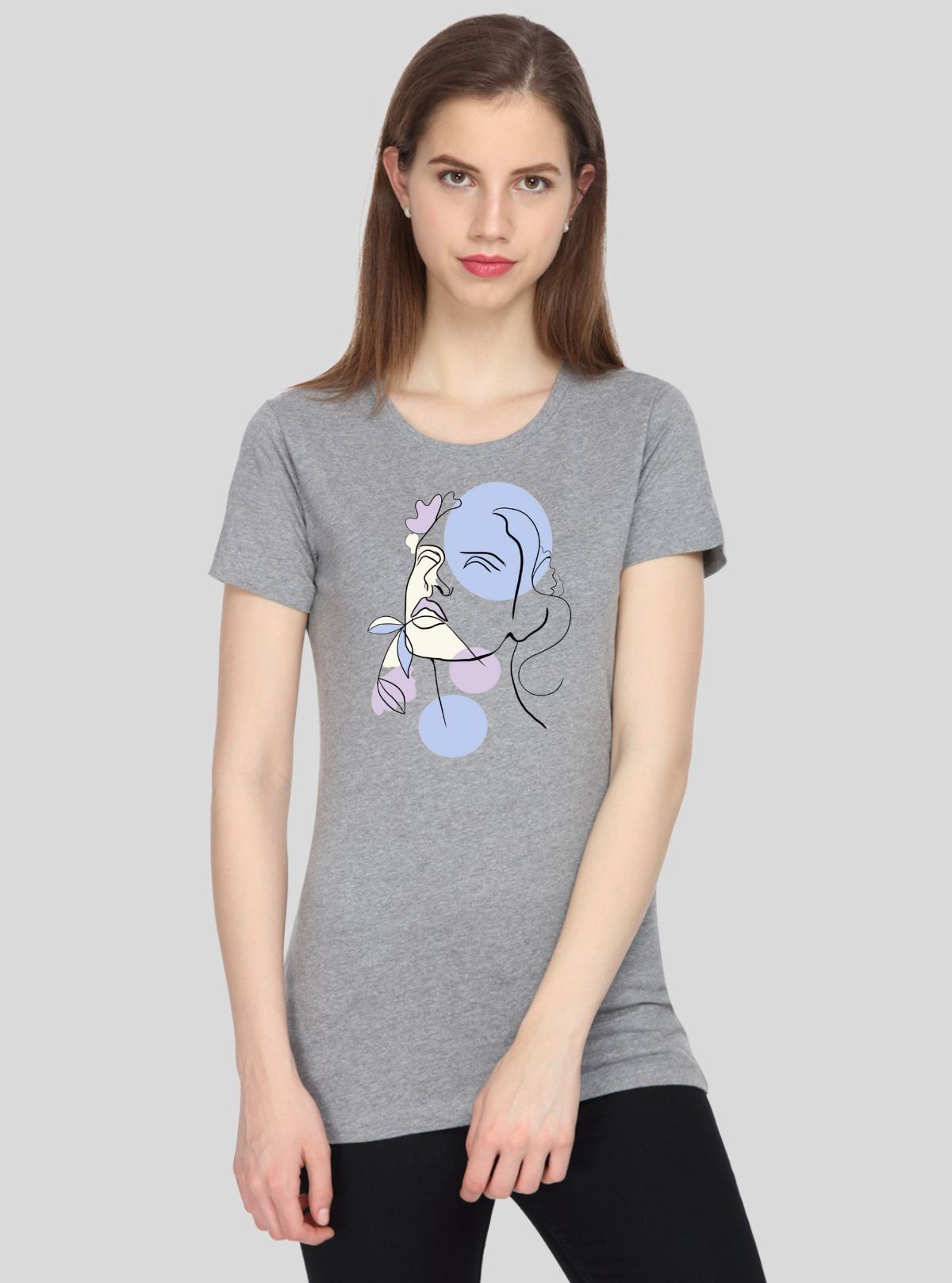 Grey Melange Floral queen TShirt