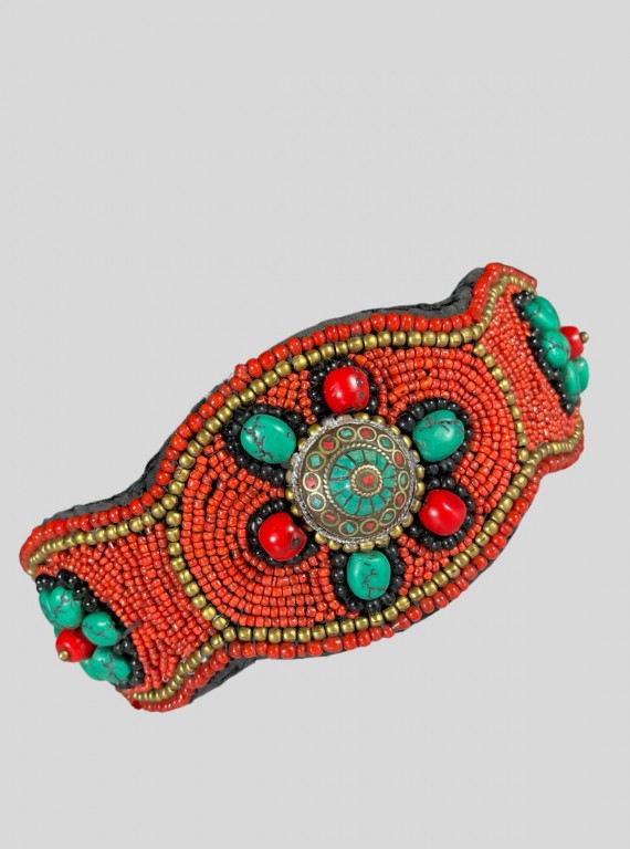 Women's Tibetan Style Coral & Glass Beads Waist Band – Ethnic Boho Chic