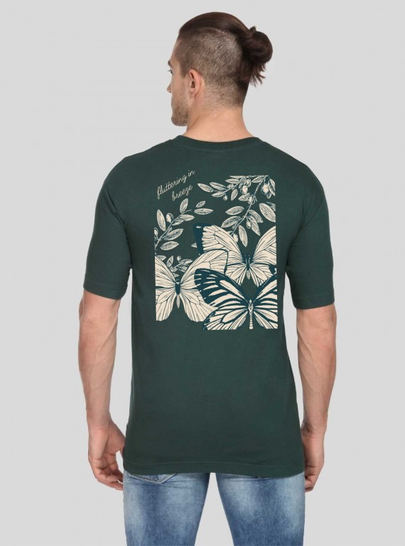 Men’s Bottle Green Printed T-Shirt – Bold, Stylish & Comfortable