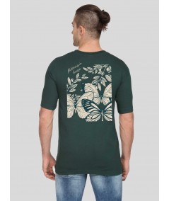 Men’s Bottle Green Printed T-Shirt – Bold, Stylish & Comfortable