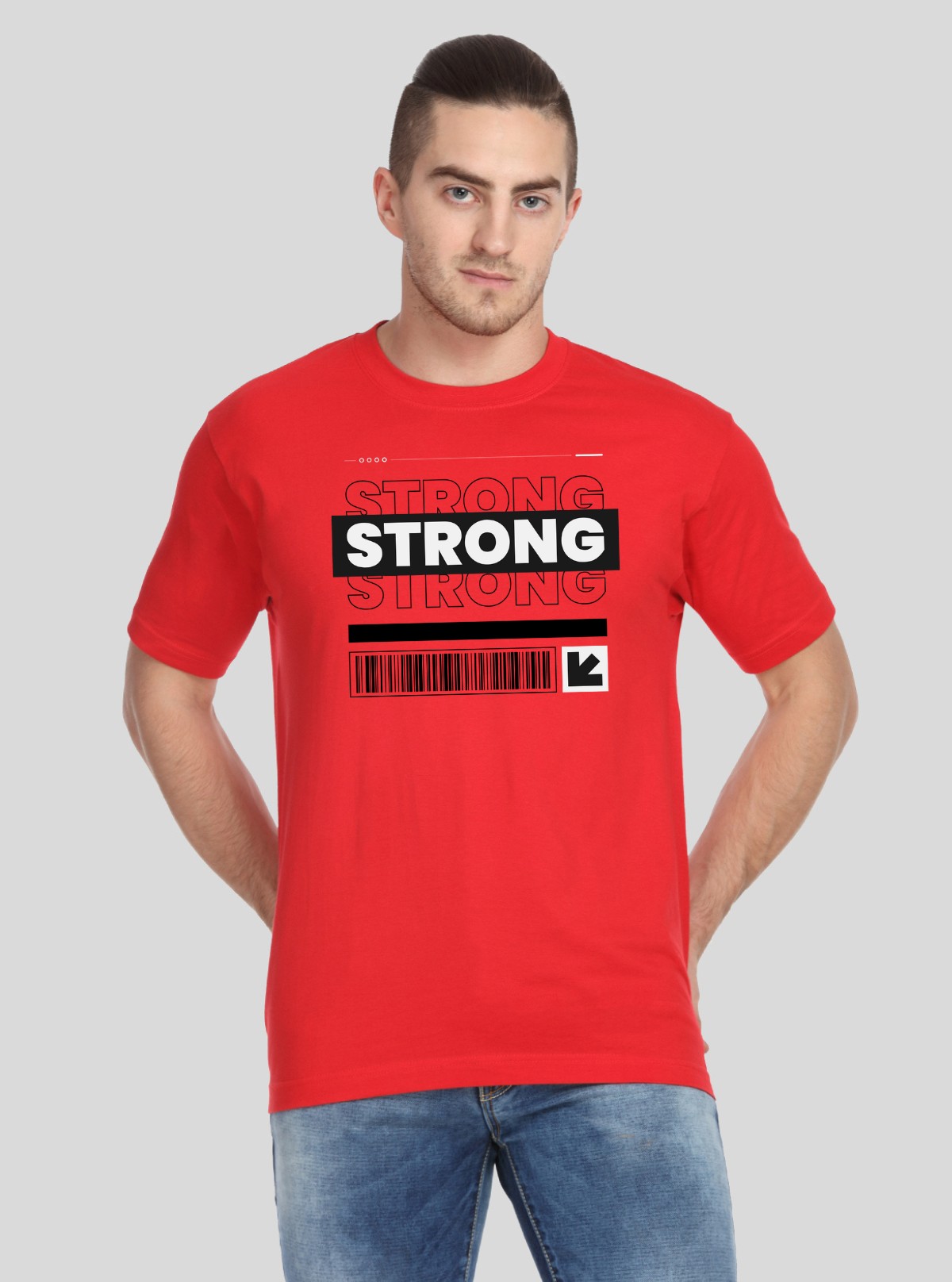 Men’s Red Strong Printed T-Shirt – Bold Graphic Tee for Everyday Power