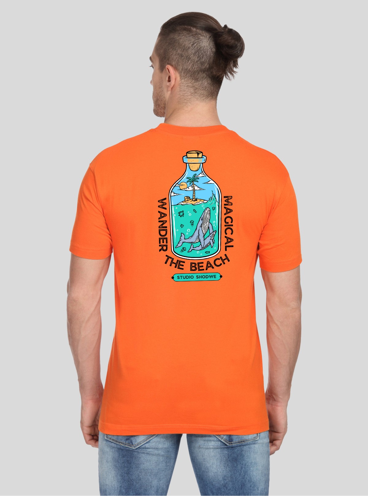 Orange Crew Neck Printed TShirt