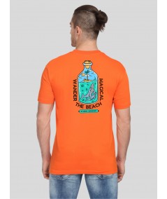 Orange Crew Neck Printed TShirt