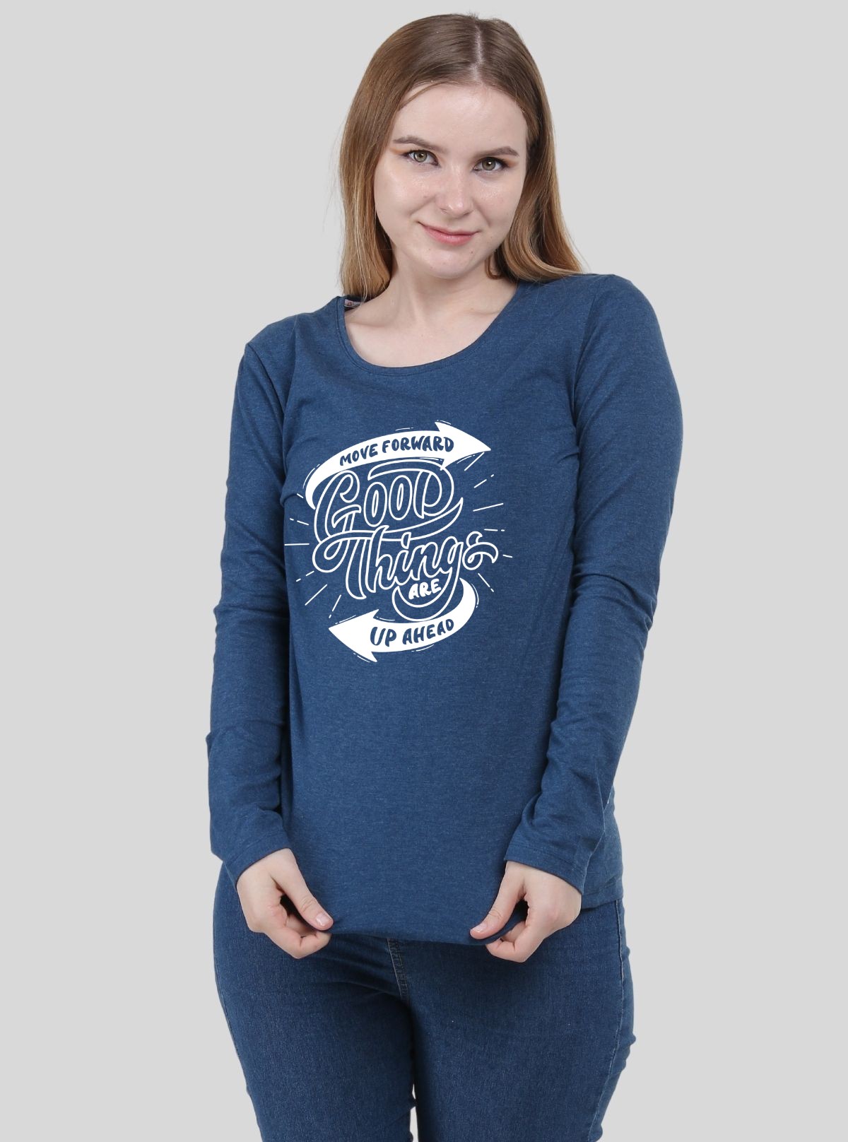 Blue Melange Printed Tshirt