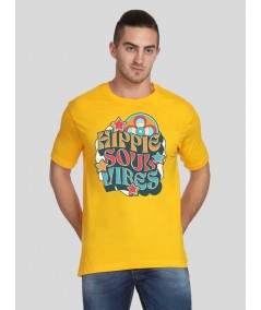 Men’s Bright Yellow Printed T-Shirt – Vibrant Style for Everyday Wear