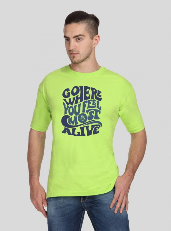 Men’s Lime Green Printed Round Neck T-Shirt – Vibrant Casualwear by Boer and Fitch
