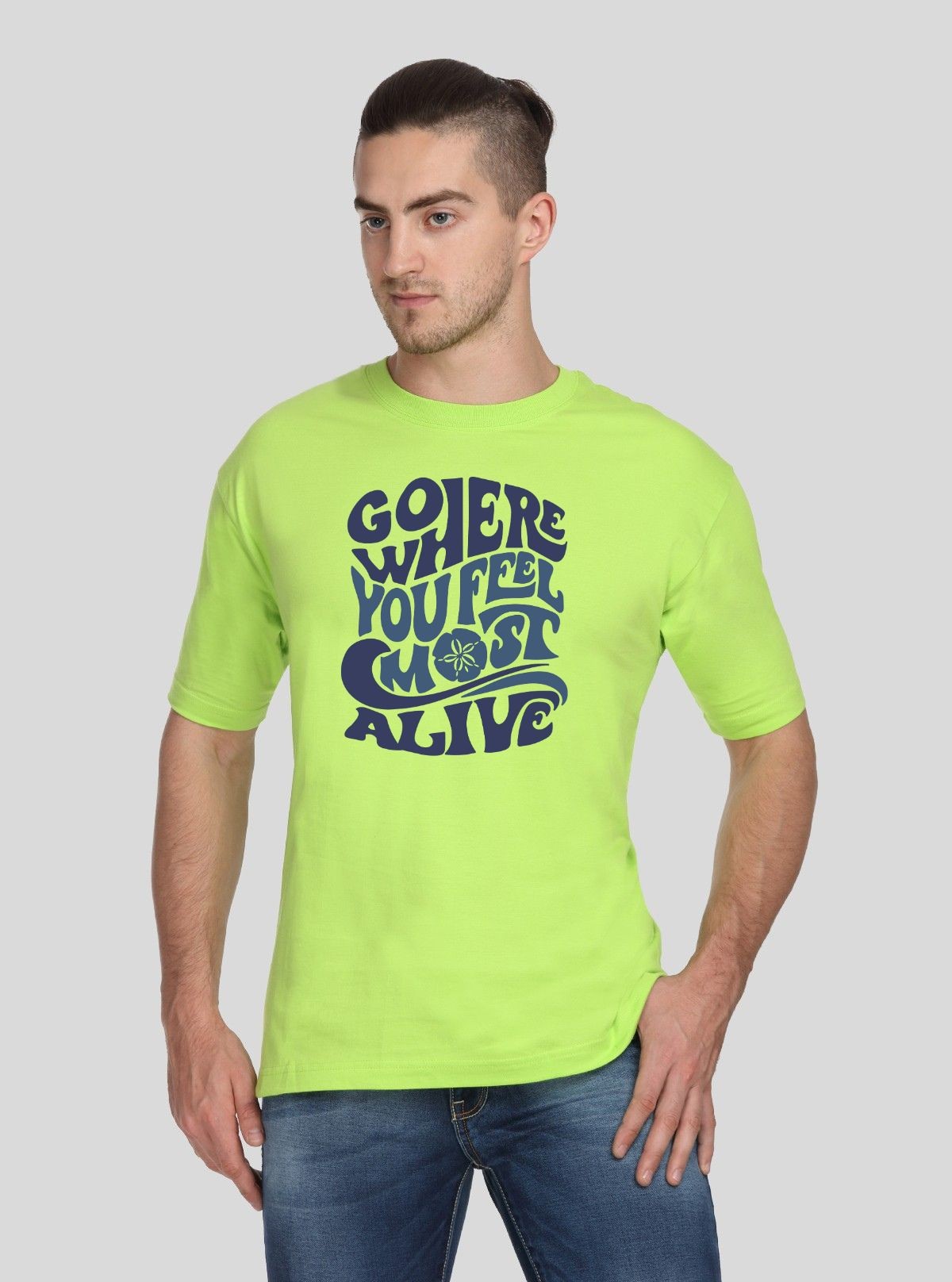 Men’s Lime Green Printed Round Neck T-Shirt – Vibrant Casualwear by Boer and Fitch