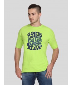 Men’s Lime Green Printed Round Neck T-Shirt – Vibrant Casualwear by Boer and Fitch