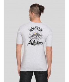 Men’s Grey Melange V-Neck Printed T-Shirt – Casual Comfort Meets Style