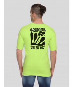 Men’s Lime Green Printed Crew Neck T-Shirt – Vibrant Streetwear Style