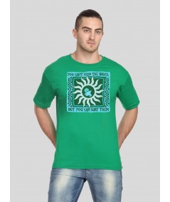 Men’s Green Printed Crew Neck T-Shirt – Bold Comfort for Everyday Style