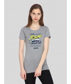 Grey Melange Printed TShirt