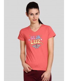 Coral Printed V Neck Tshirt