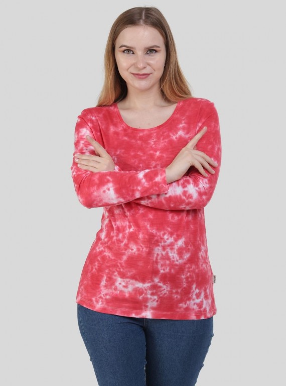 Red Tie and Dye Long Sleeve TShirt