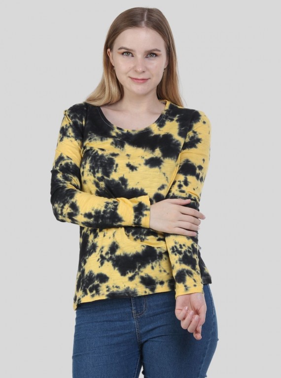 Yellow Long Sleeve Tie & Dye TShirt
