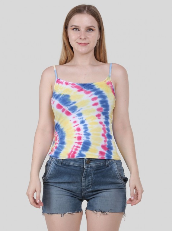 Women's Pink Tie-Dye Spaghetti Top