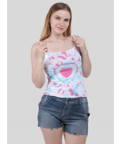 Heart Design Tie & Dye Spaghetti Top