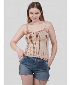 Brown Tie & Dye Spaghetti Top