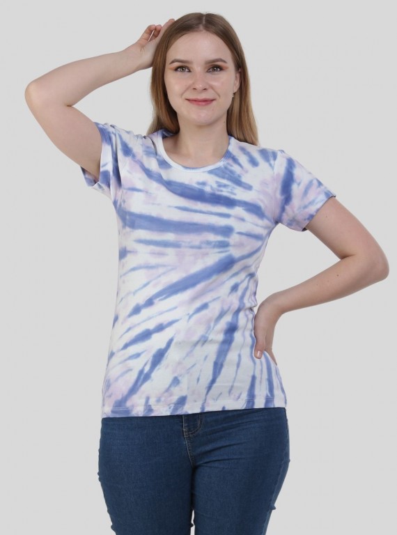 Blue Striped Tie and Dye Spaghetti Top