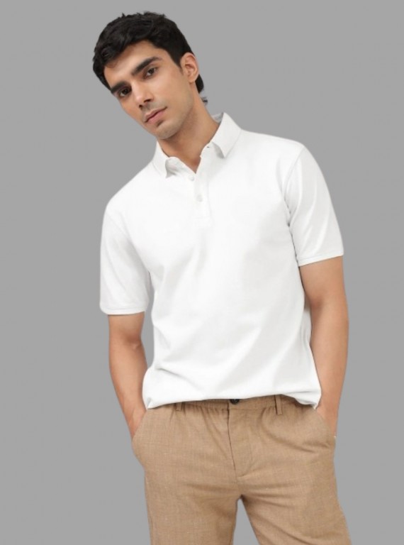 White Pique Polo TShirt