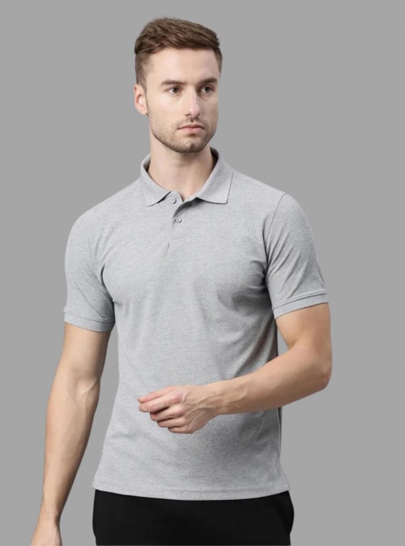 Grey Pique Polo TShirt