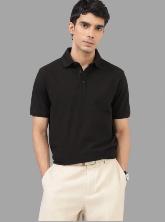 Black Pique Polo TShirt