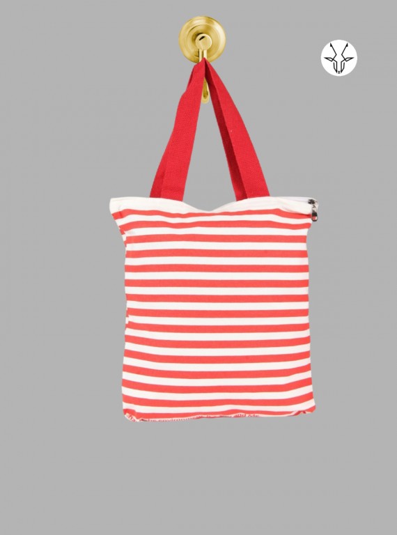 Red & White Striped Cotton Bag – Classic Everyday Tote by Boer and Fitch