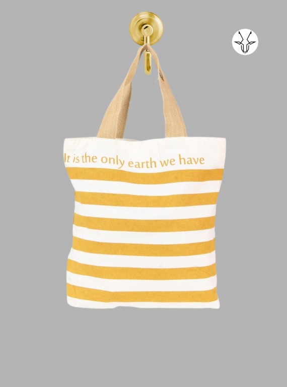 Beige & White Striped Cotton Bag – Minimalist Eco Tote by Boer and Fitch