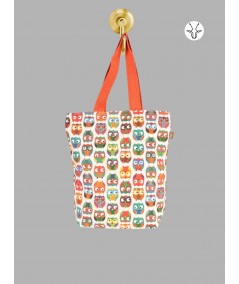 Orange Mighty Owl Printed Bag – Bold, Artistic Tote by Boer and Fitch