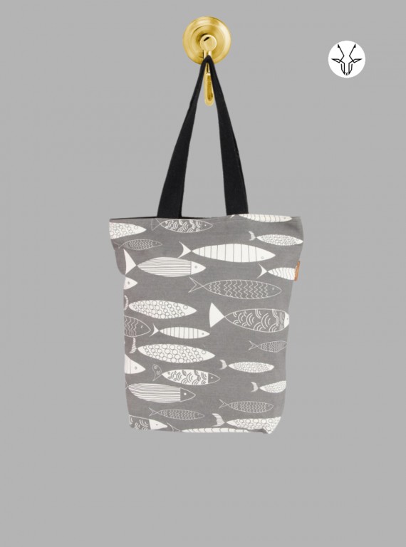 Doodled Fish Printed Bag – Quirky Artistic Tote by Boer and Fitch