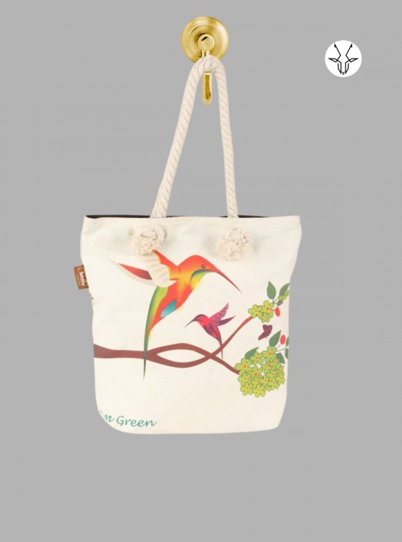 Angelic Hummingbird Canvas Bag – Nature-Inspired Tote by Boer and Fitch